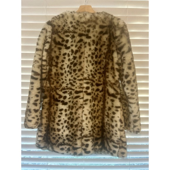 Southern Fried Chics Faux Fur Leopard Print Button Up Coat Size Small - Picture 3 of 13